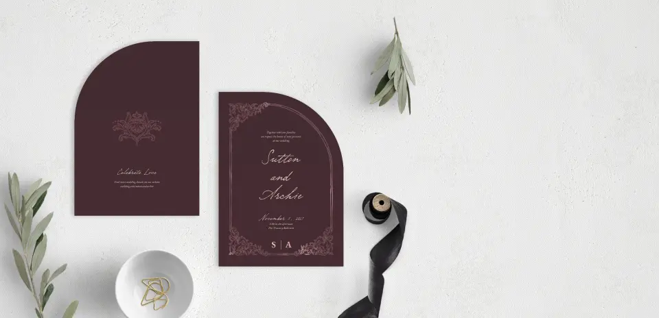Stacked Wedding Invitations front and back
