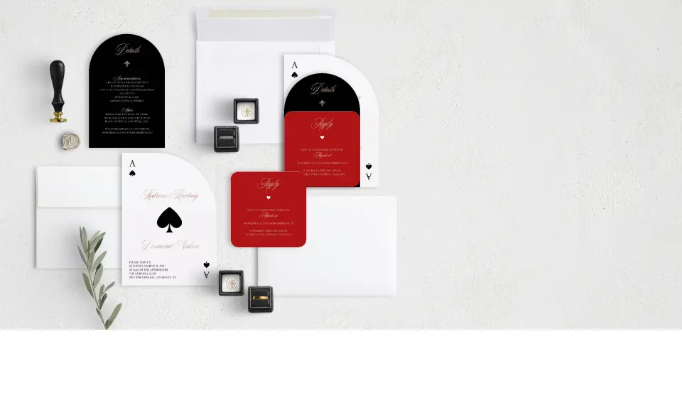 Stacked Wedding Invitations with coordinating items
