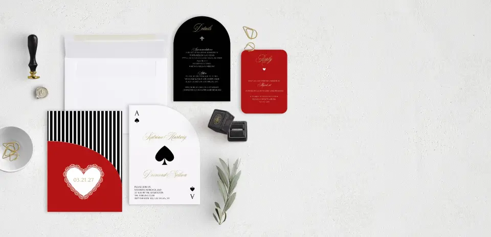 Stacked Wedding Invitations with pocket and coordinating items