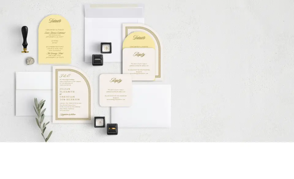 Stacked Wedding Invitations with coordinating items