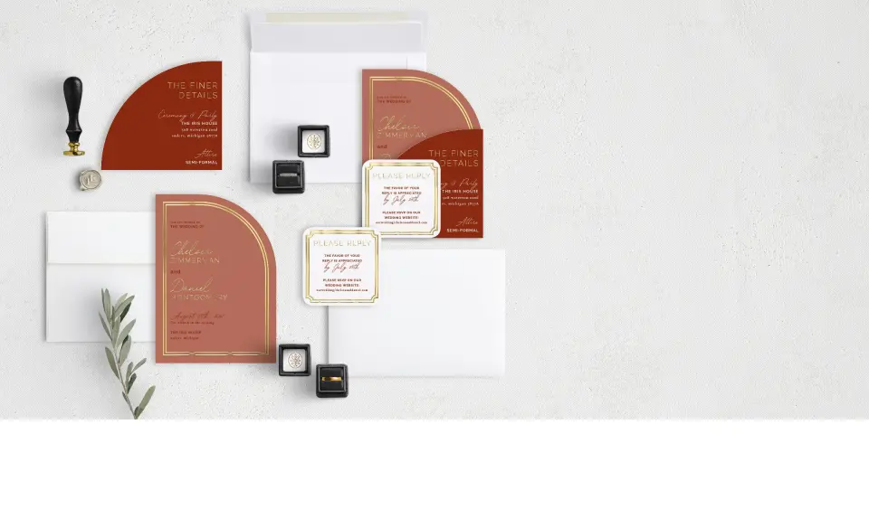 Stacked Wedding Invitations with coordinating items