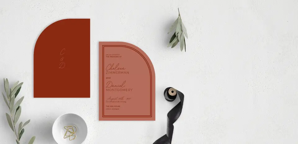 Stacked Wedding Invitations front and back