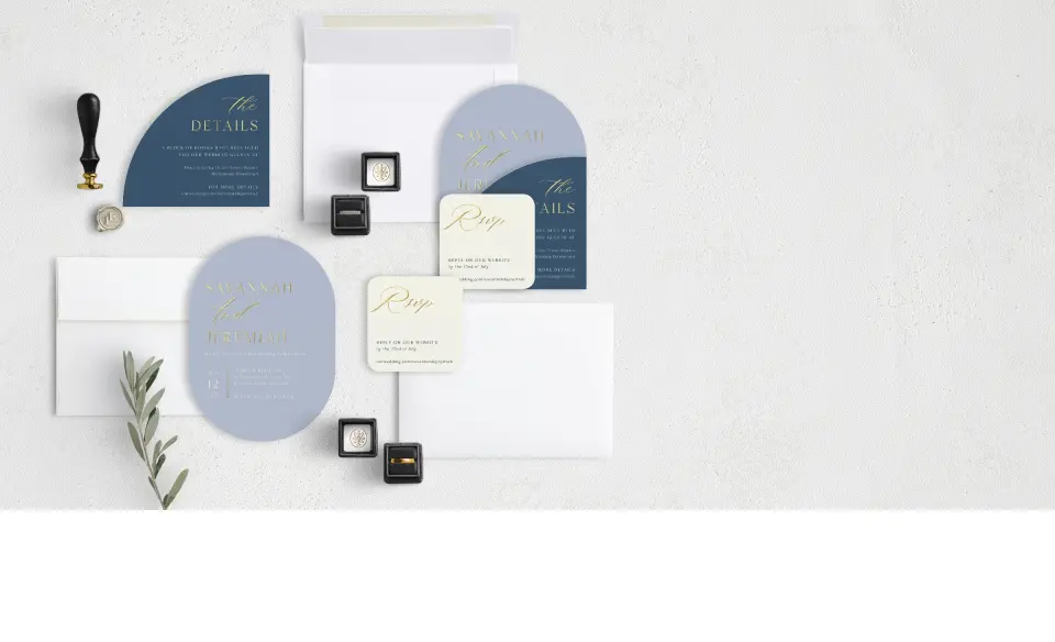 Stacked Wedding Invitations with coordinating items