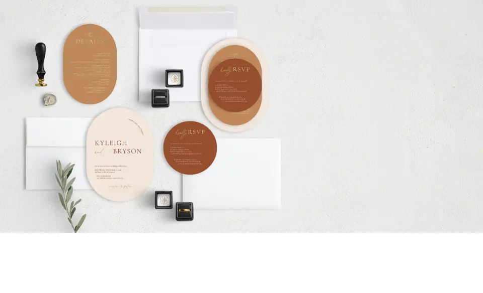 Stacked Wedding Invitations with coordinating items