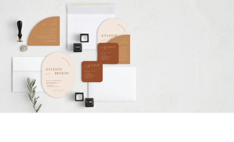 Stacked Wedding Invitations with coordinating items