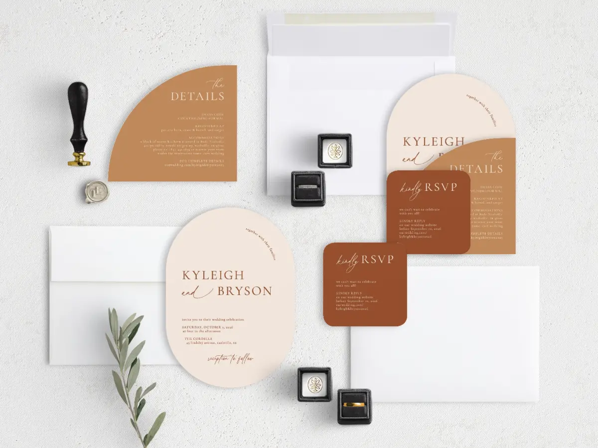 Stacked Wedding Invitations with coordinating items
