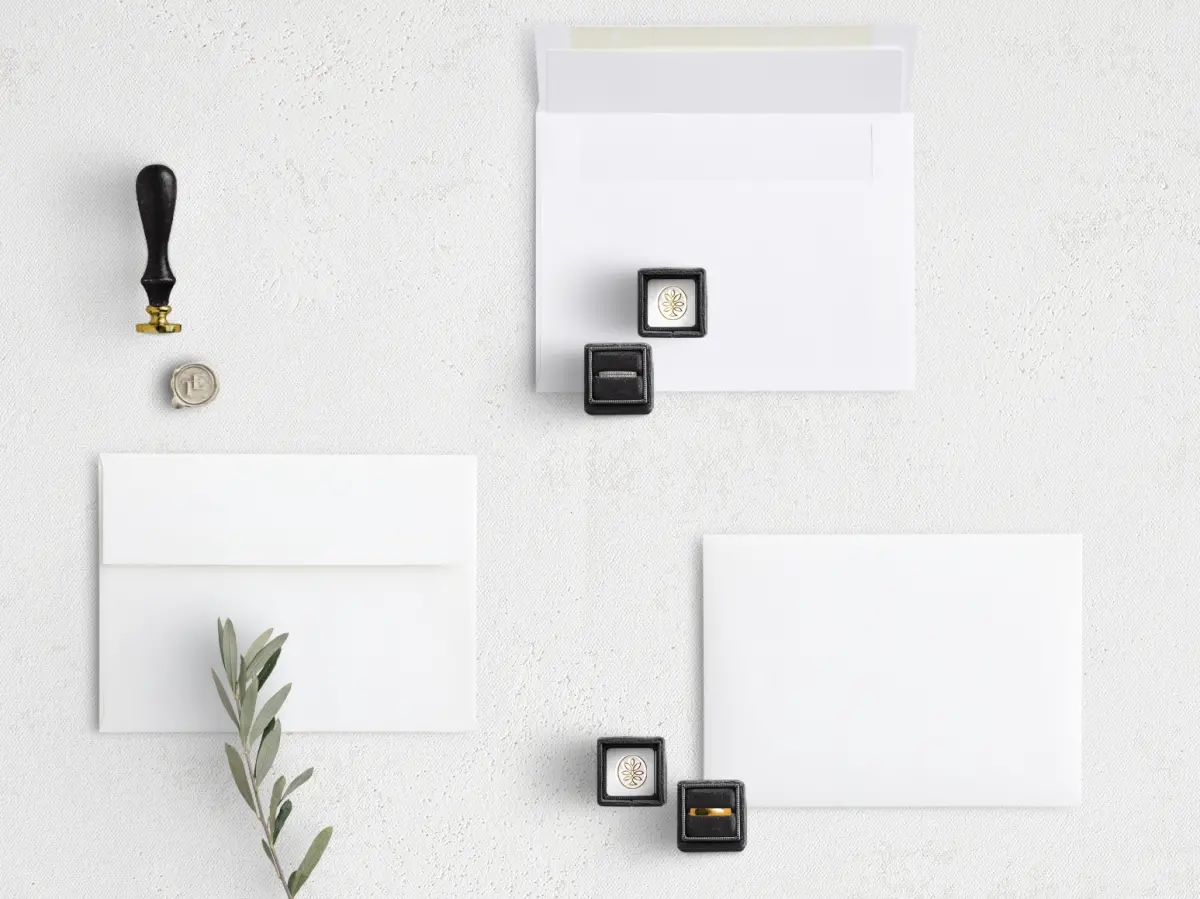 Stacked Wedding Invitations with coordinating items