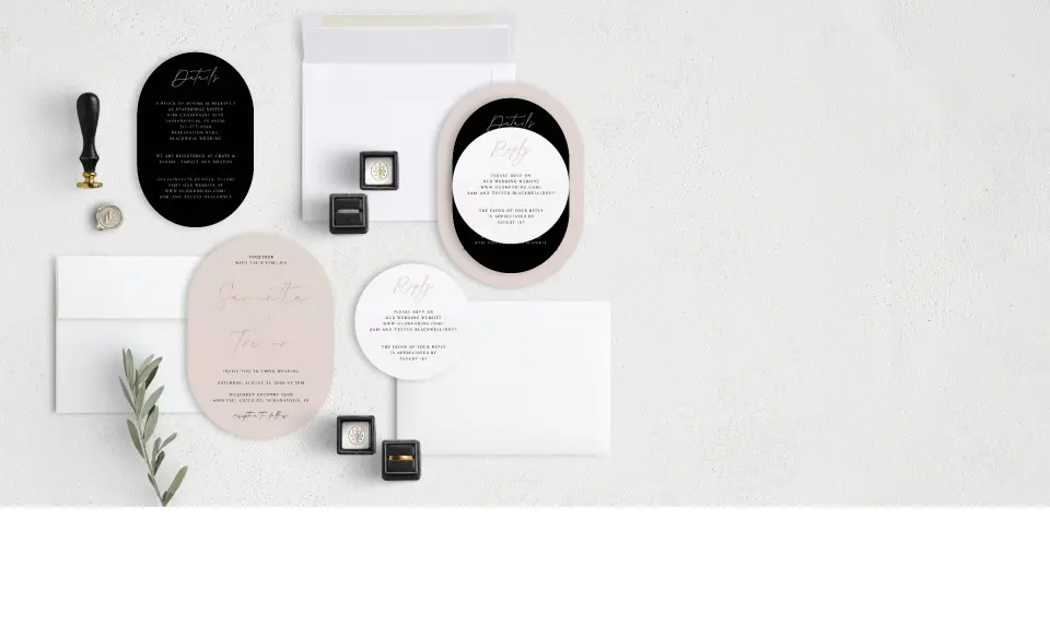 Stacked Wedding Invitations with coordinating items