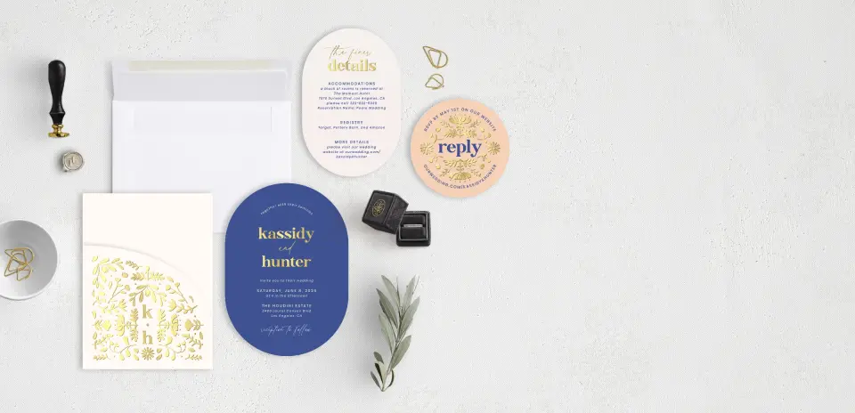 Stacked Wedding Invitations with pocket and coordinating items