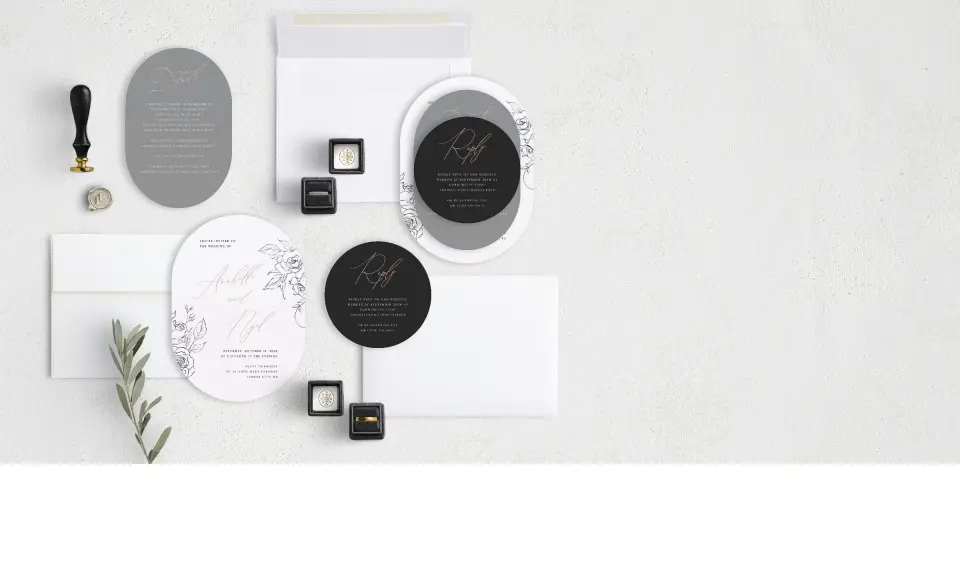 Stacked Wedding Invitations with coordinating items