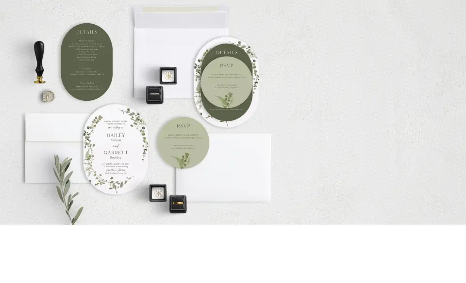 Stacked Wedding Invitations with coordinating items