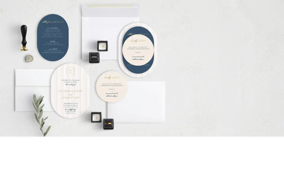 Stacked Wedding Invitations with coordinating items