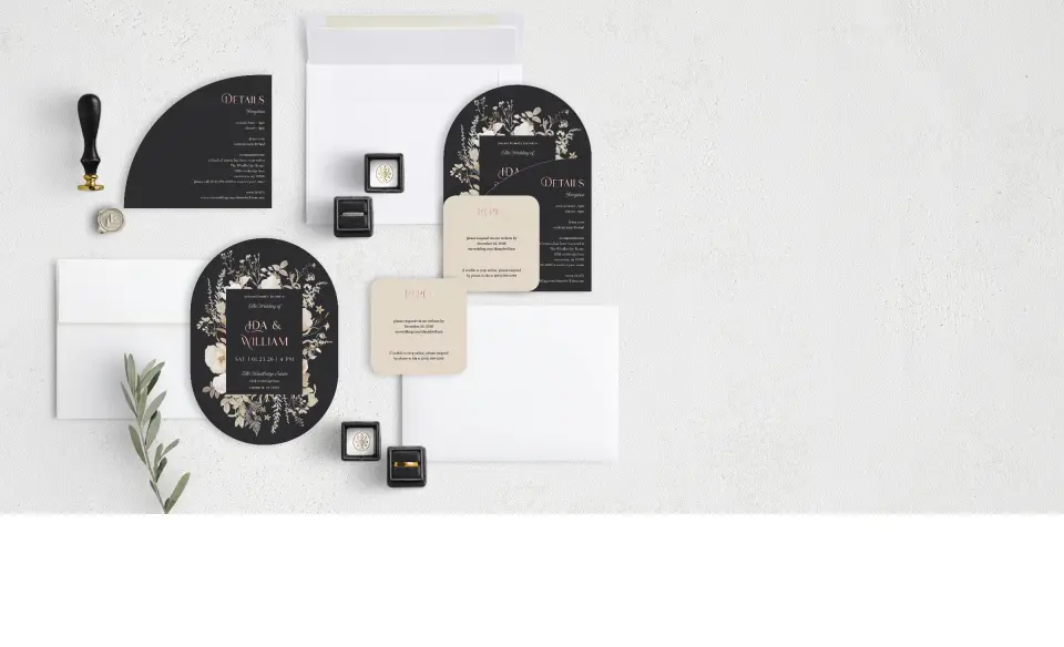 Stacked Wedding Invitations with coordinating items