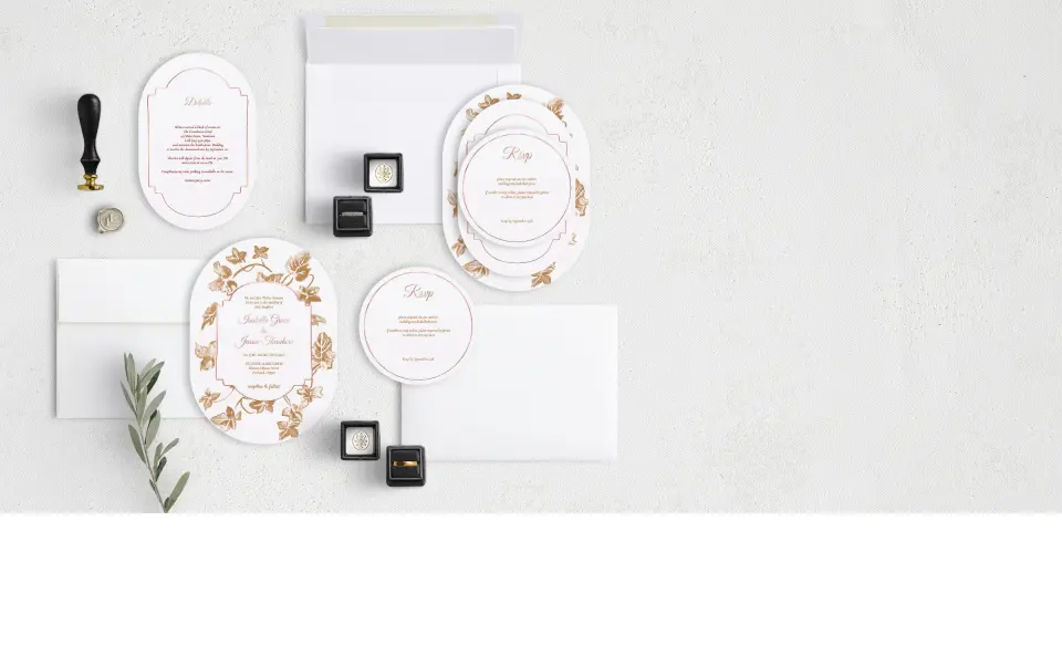 Stacked Wedding Invitations with coordinating items