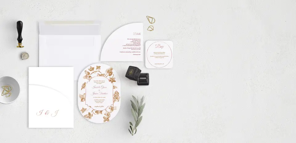 Stacked Wedding Invitations with pocket and coordinating items