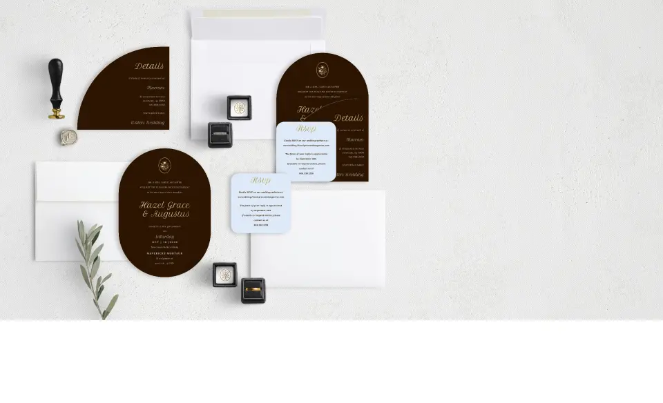 Stacked Wedding Invitations with coordinating items