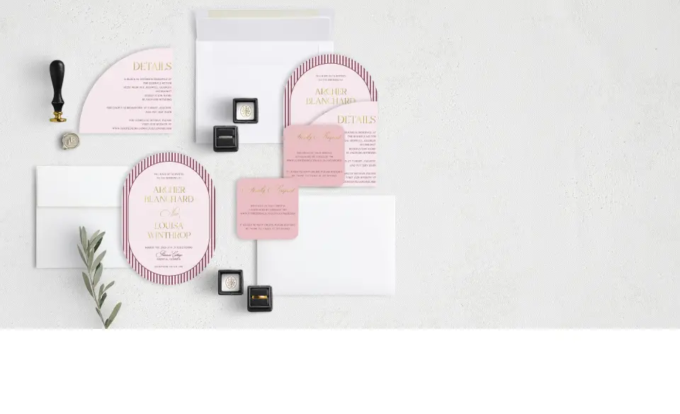 Stacked Wedding Invitations with coordinating items