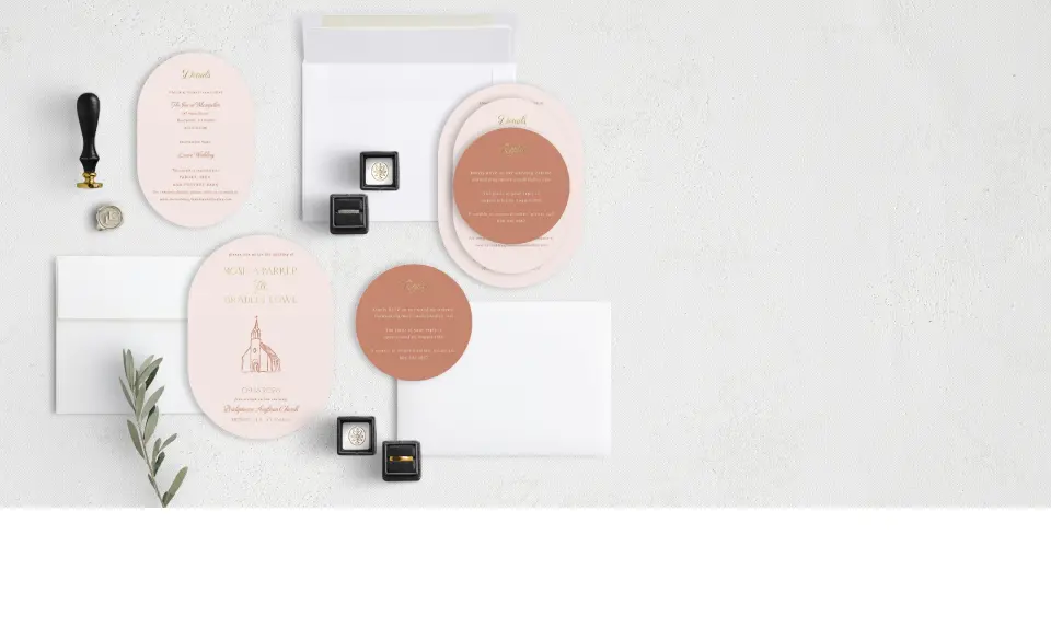 Stacked Wedding Invitations with coordinating items