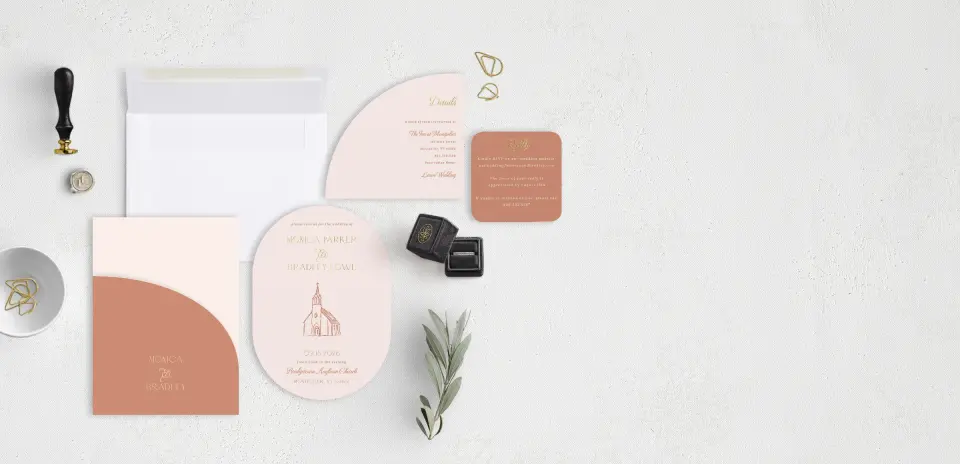 Stacked Wedding Invitations with pocket and coordinating items