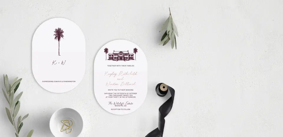 Stacked Wedding Invitations front and back