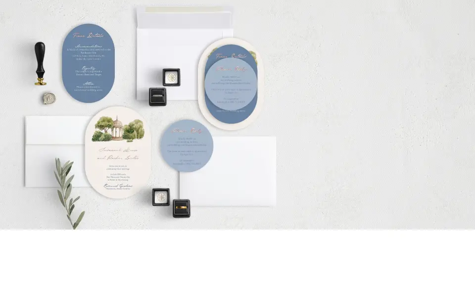 Stacked Wedding Invitations with coordinating items