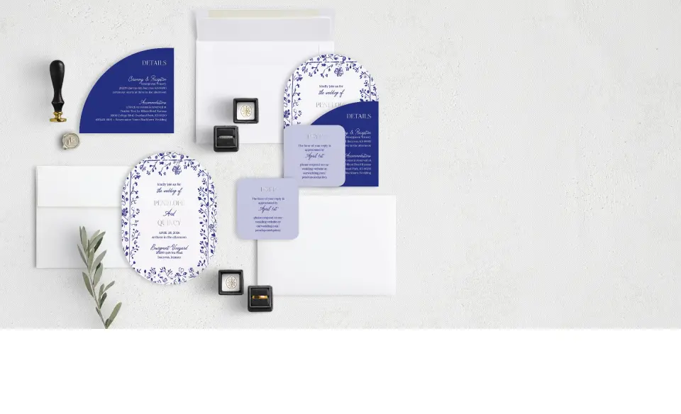 Stacked Wedding Invitations with coordinating items