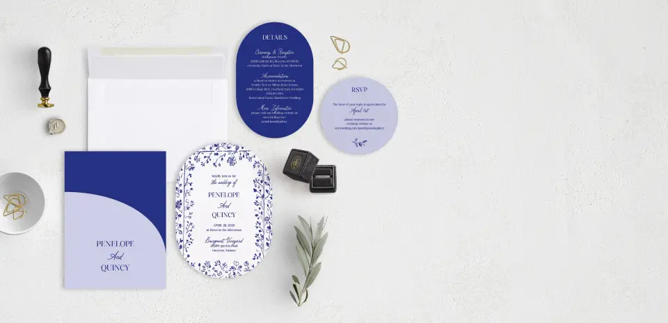 Stacked Wedding Invitations with pocket and coordinating items