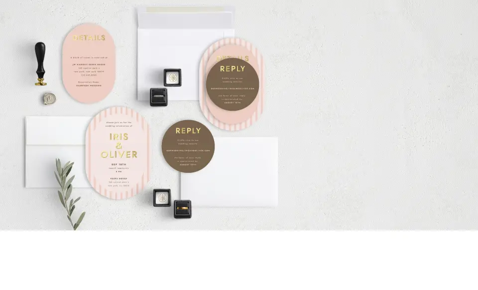 Stacked Wedding Invitations with coordinating items