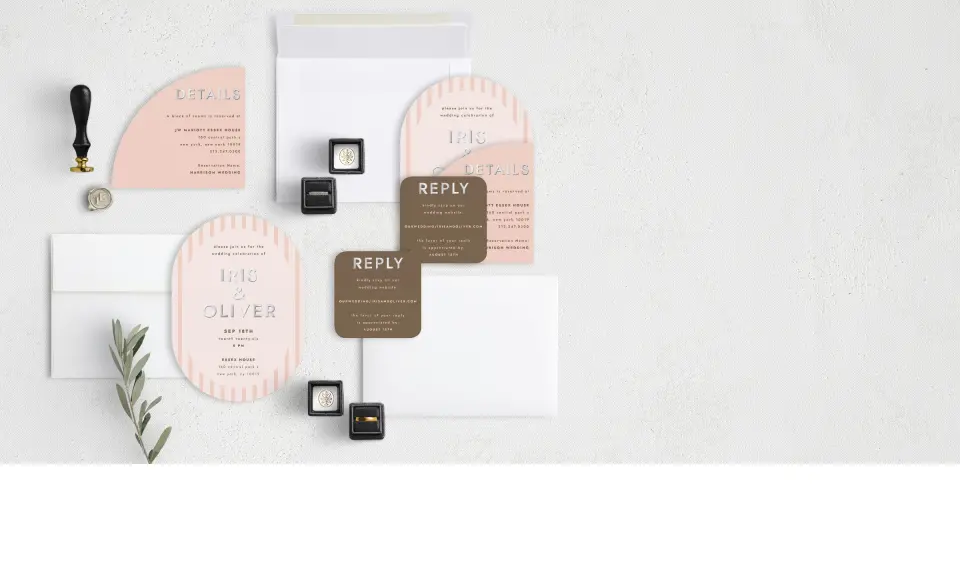 Stacked Wedding Invitations with coordinating items