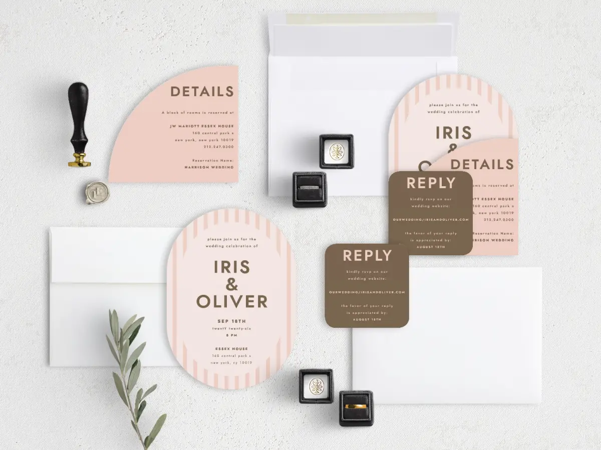 Stacked Wedding Invitations with coordinating items