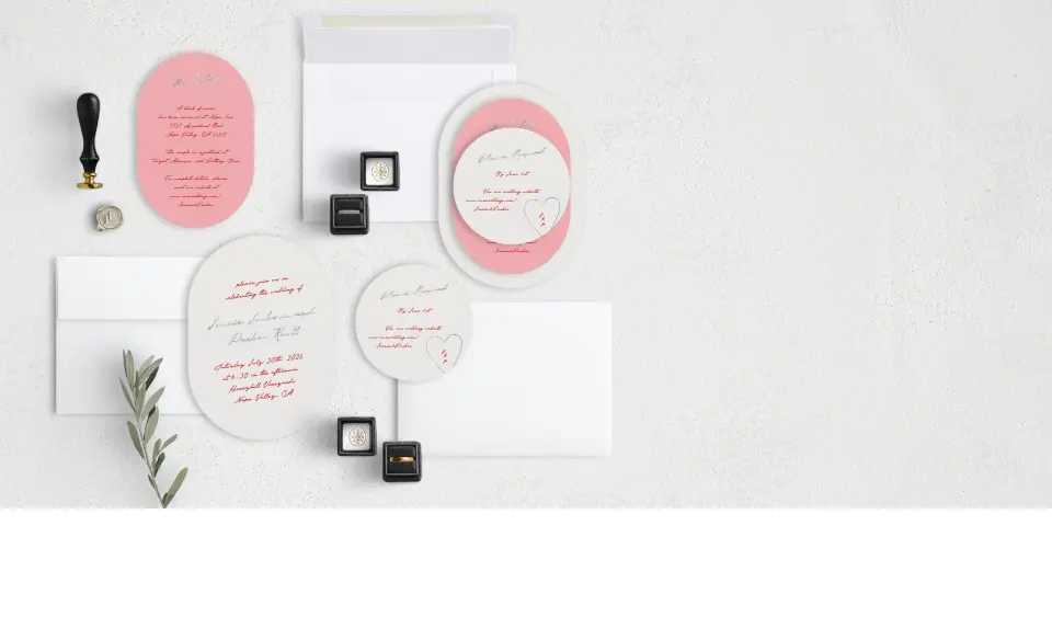 Stacked Wedding Invitations with coordinating items