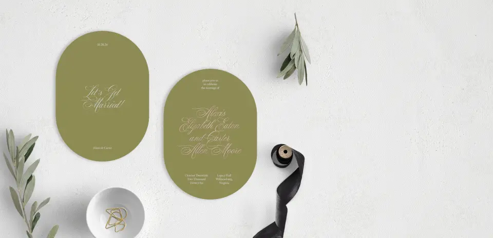 Stacked Wedding Invitations front and back