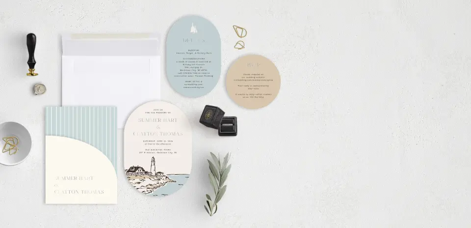 Stacked Wedding Invitations with pocket and coordinating items