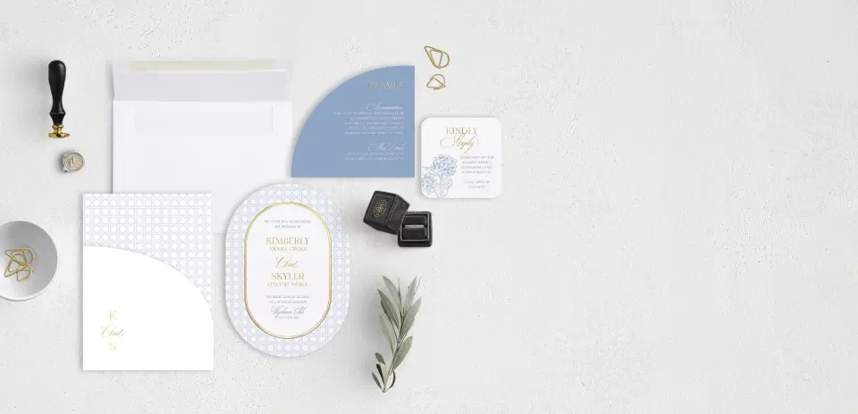Stacked Wedding Invitations with pocket and coordinating items
