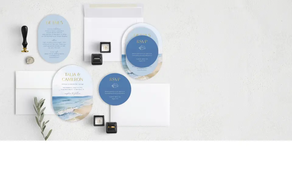 Stacked Wedding Invitations with coordinating items