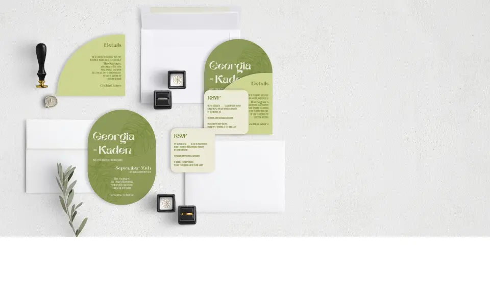 Stacked Wedding Invitations with coordinating items