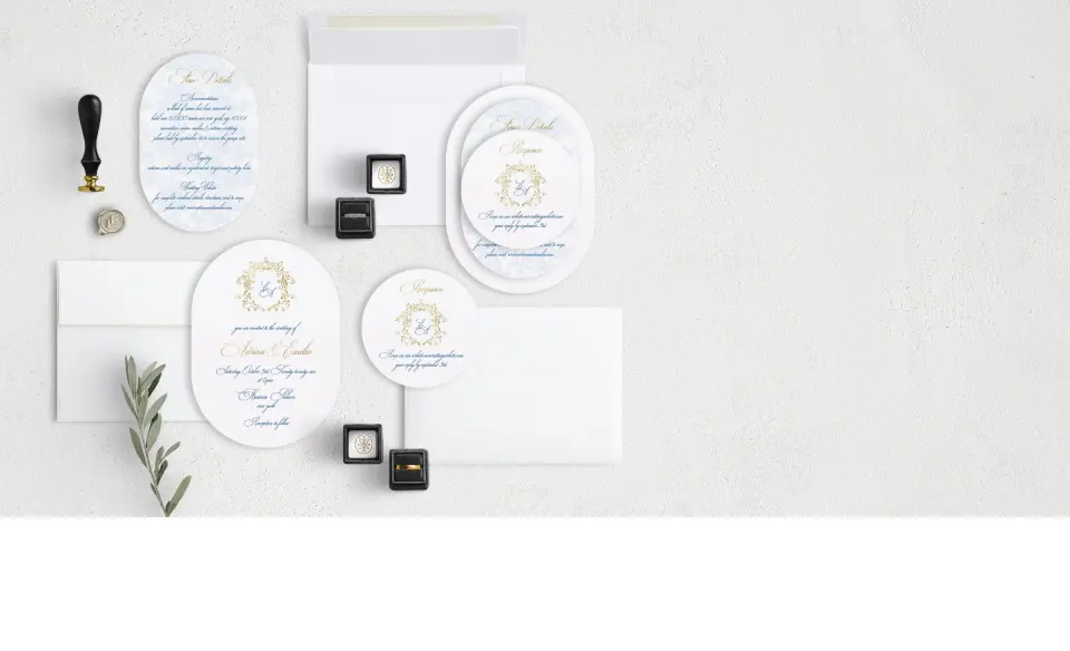 Stacked Wedding Invitations with coordinating items