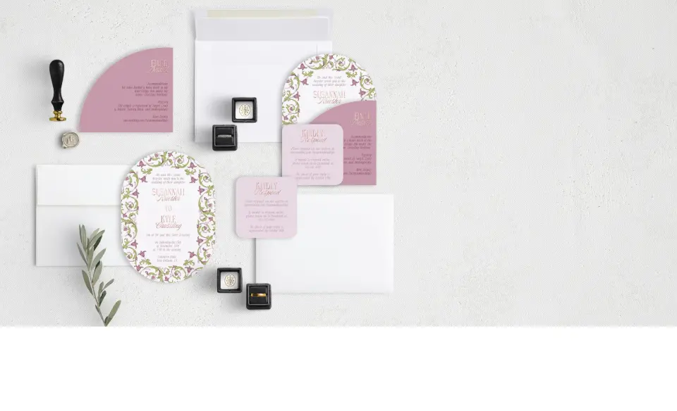 Stacked Wedding Invitations with coordinating items