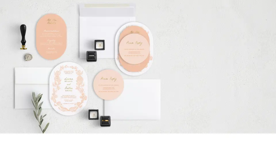 Stacked Wedding Invitations with coordinating items