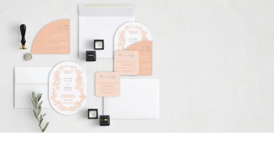 Stacked Wedding Invitations with coordinating items