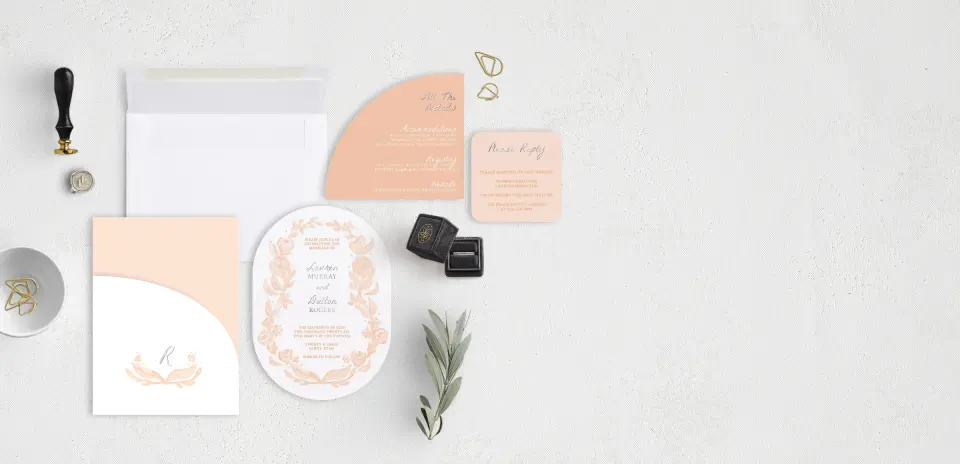 Stacked Wedding Invitations with pocket and coordinating items