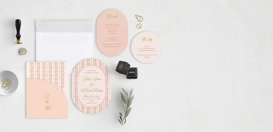 Stacked Wedding Invitations with pocket and coordinating items
