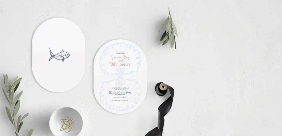 Stacked Wedding Invitations front and back