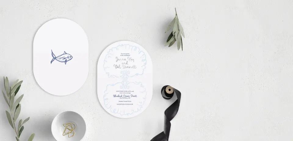 Stacked Wedding Invitations front and back