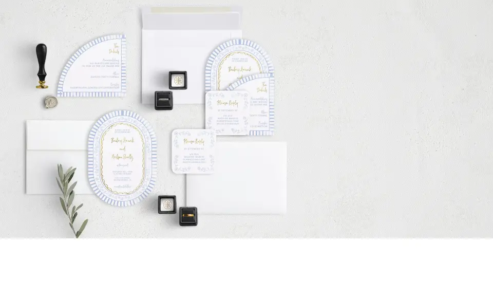 Stacked Wedding Invitations with coordinating items