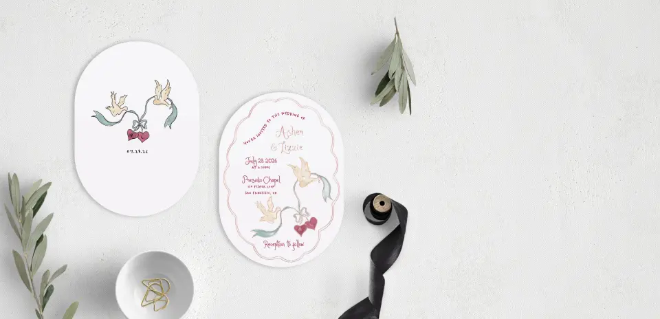 Stacked Wedding Invitations front and back