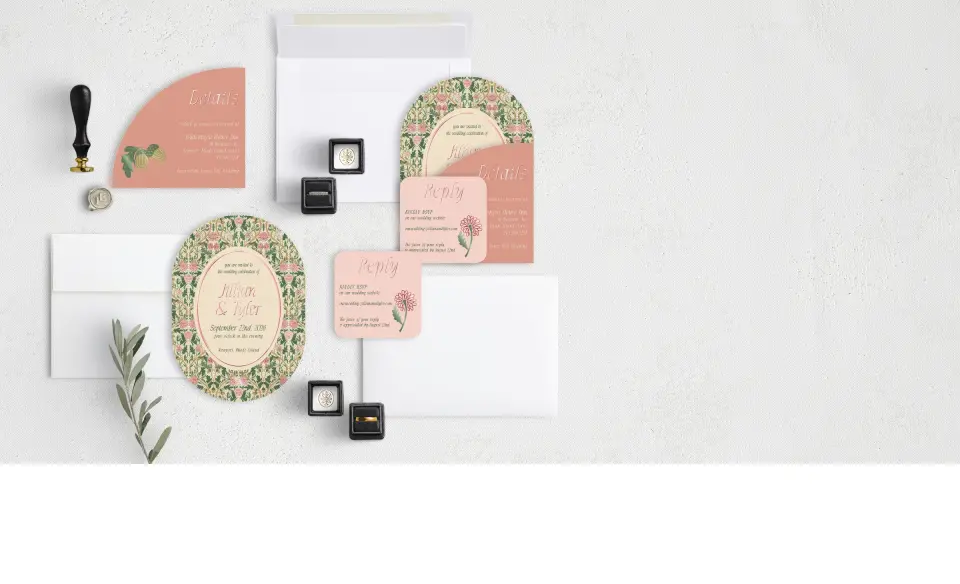 Stacked Wedding Invitations with coordinating items