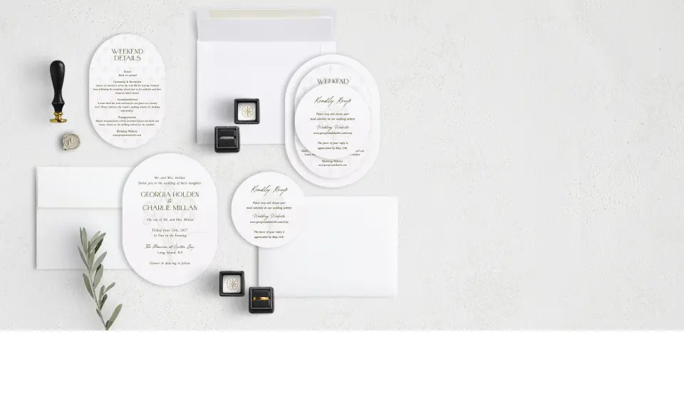 Stacked Wedding Invitations with coordinating items