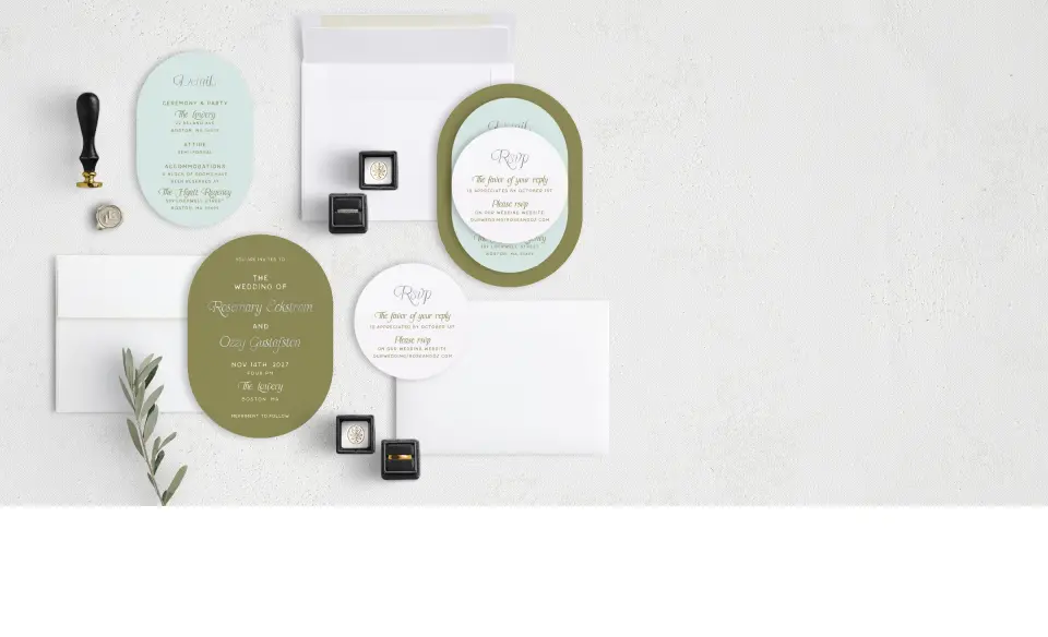 Stacked Wedding Invitations with coordinating items