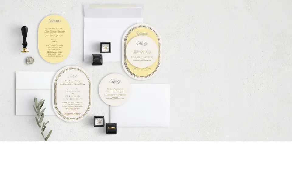 Stacked Wedding Invitations with coordinating items